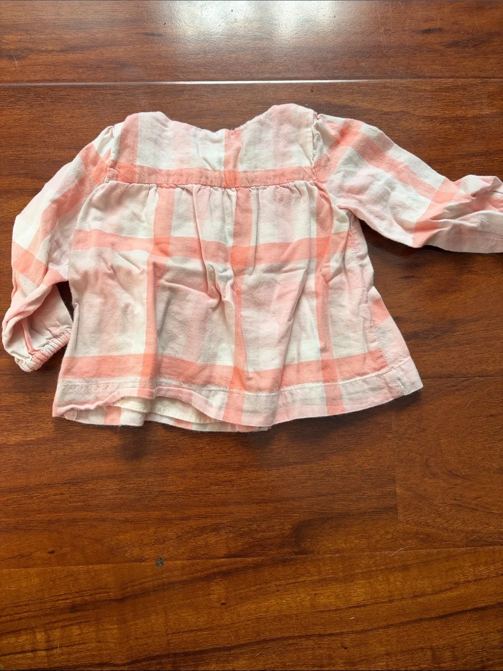 Baby GAP Peach & White Plaid Button-Front Top
